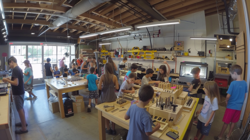 Young makers in workshop