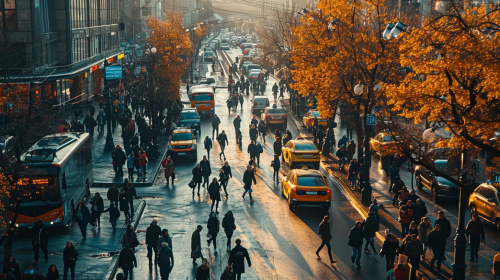 Crowded Intersection in Moscow with People Walking Crowded Intersection in Moscow with People Walking