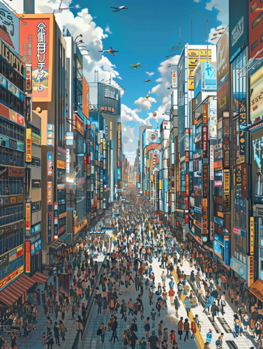 modern society crowd rush hour