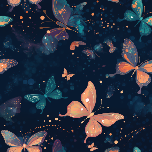 Colorful butterflies and sparkling lights