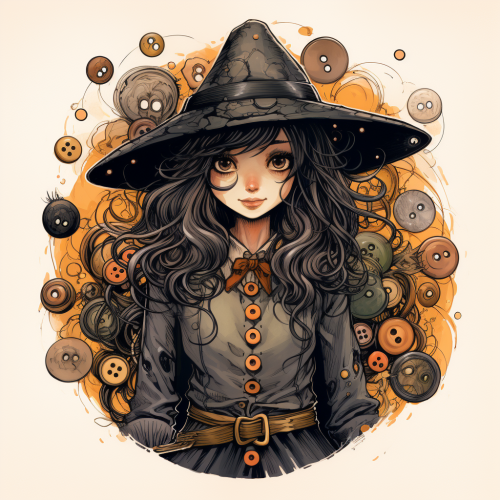 Stylish button witch illustration