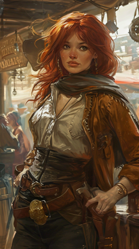 Redheaded half-elf ranger demonstrating her sleight of hand