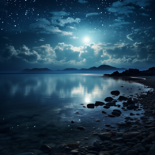 Calm Sea Night Full Moon