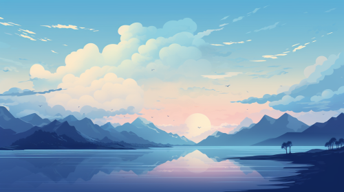 Tranquil vector wallpaper with nature elements