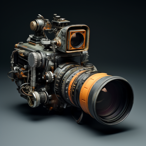 Futuristic camera with telephoto lens