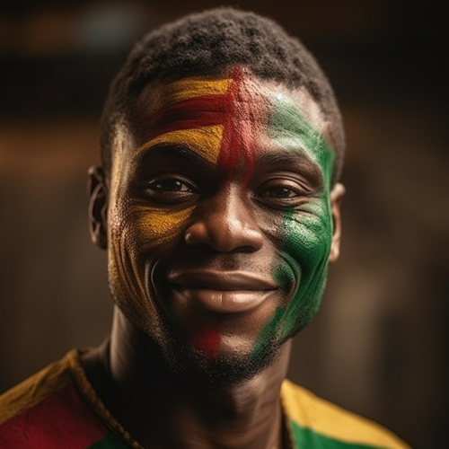 Cameroon Beautiful Man Celebrating with Flag Cameroon Beautiful Man Celebrating with Flag