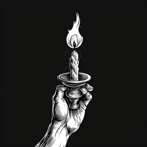 Hand-drawn sketch of a candle going out