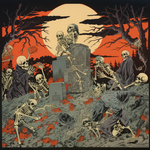 Zombie digging grave in spooky graveyard Zombie digging grave in spooky graveyard