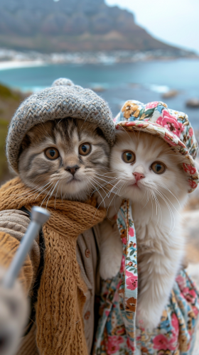 Cute kittens taking a selfie in Capetown