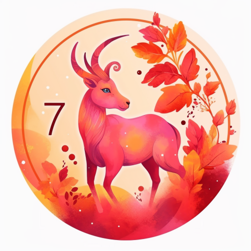 Capricorn zodiac sign with autumn leaves and aurora borealis