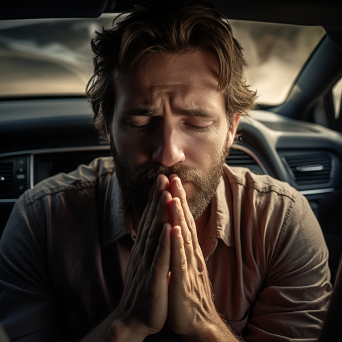Man in Car Praying