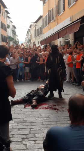 Caravaggio murdering a man in Rome