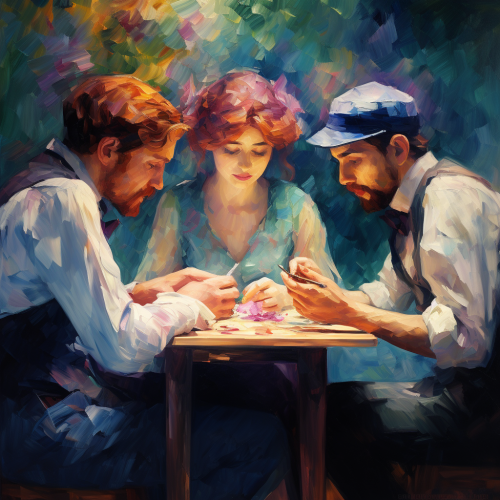 Four people playing a card game