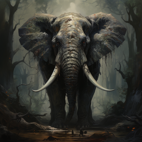 Fierce carnivorous elephant in the wild