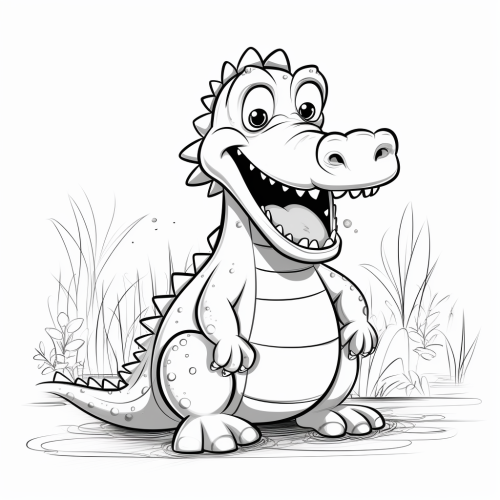 Cartoon alligator outline illustration