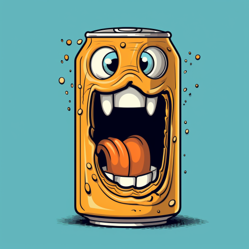 Cartoon beer can opening itself