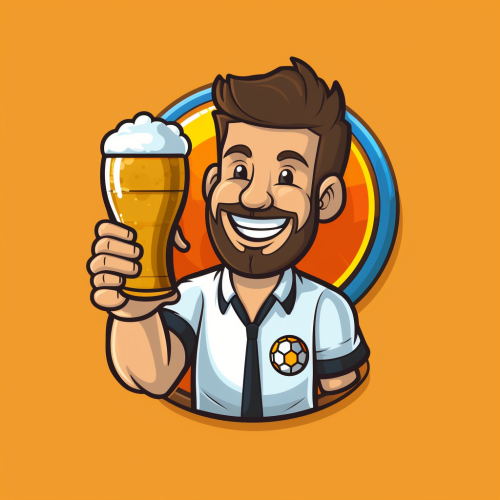 Cartoon beer referee icon in hand-drawn minimalist style