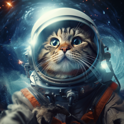 Cartoon cat in space marketing campaign
