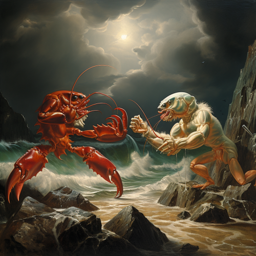 Cartoon Duel Langoustine Crab VS