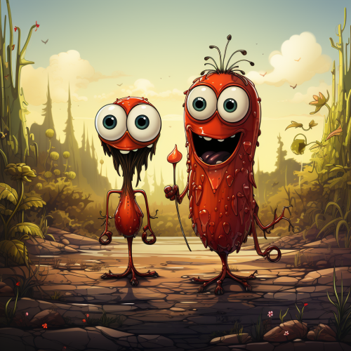 Two Female Earthworms with Long Tails