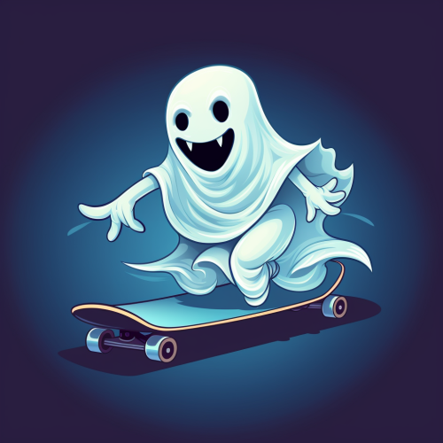 Cartoon ghost riding a skateboard Cartoon ghost riding a skateboard