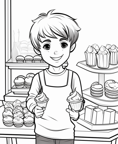 Cartoon kids coloring page image