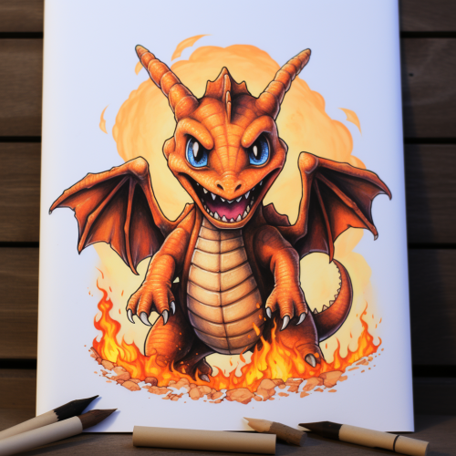 Captivating cartoon-style Charizard illustration