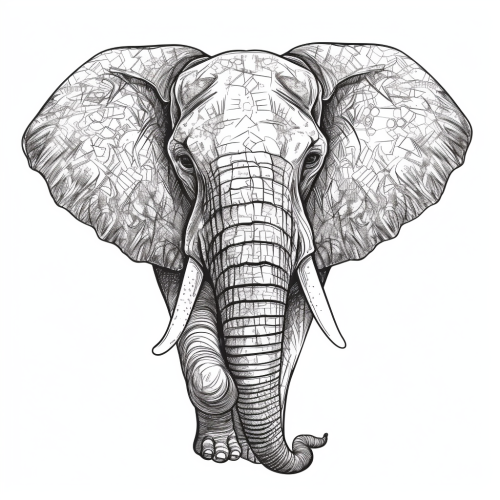 Elephant head sketch illustration