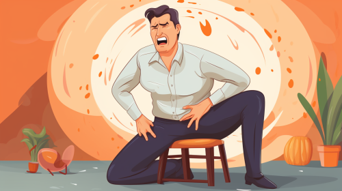 Cartoon person having cramps