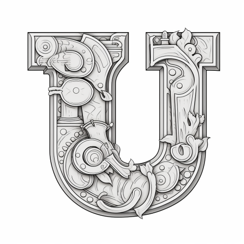 Cartoon-style letter U coloring page