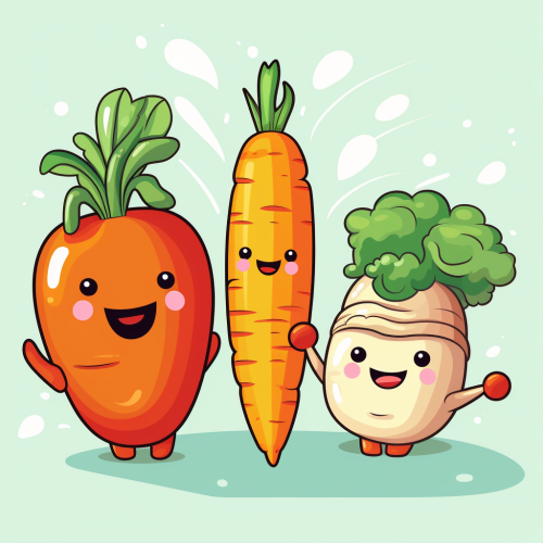 Smiling carrot, potato, and corn vegetables