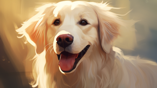 Cute white golden retriever cartoon