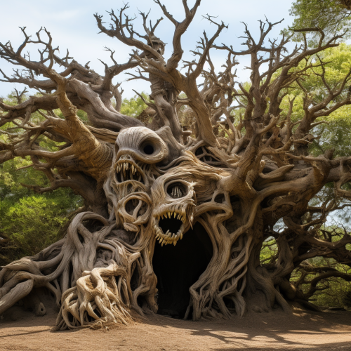 Carved animal tree illustration