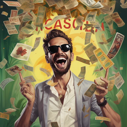 Happy person winning at a casino