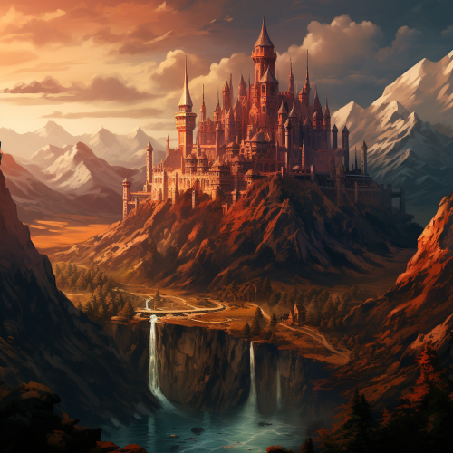 Stunning castle in valley amidst high mountains