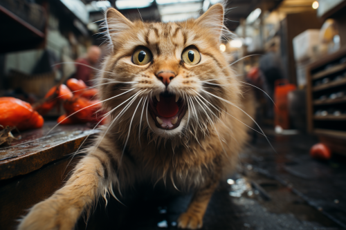 Cat with Fish Running