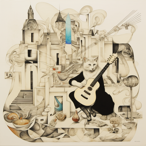 Cat playing guitar with clusterwink shells Cat playing guitar with clusterwink shells