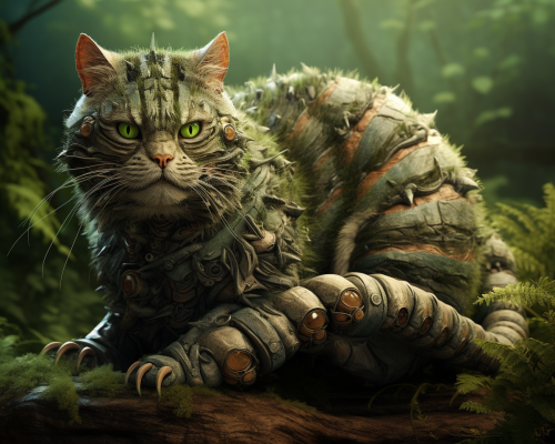 Cat and caterpillar combination in ultra detail