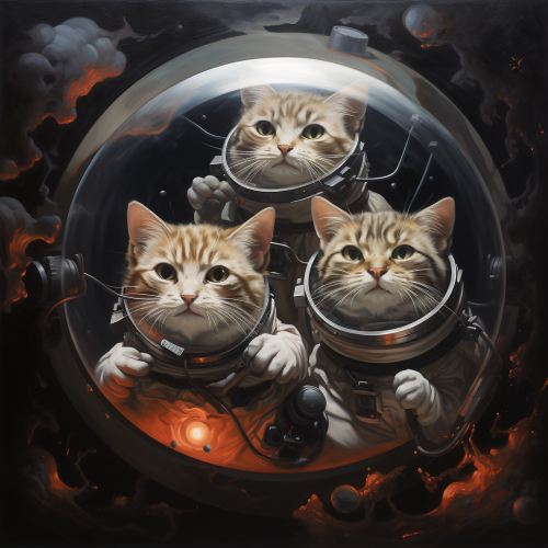 Multiple cats floating in cosmic void