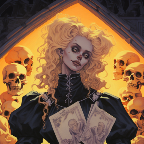 Catholic Nun with Honey Blonde Curly Hair in Dungeons and Dragons Style