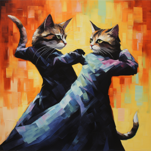 Cats dancing tango together