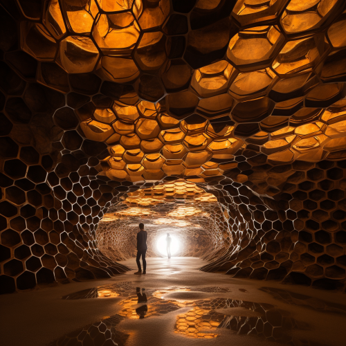 Underground launchpad in honeycomb cave Underground launchpad in honeycomb cave