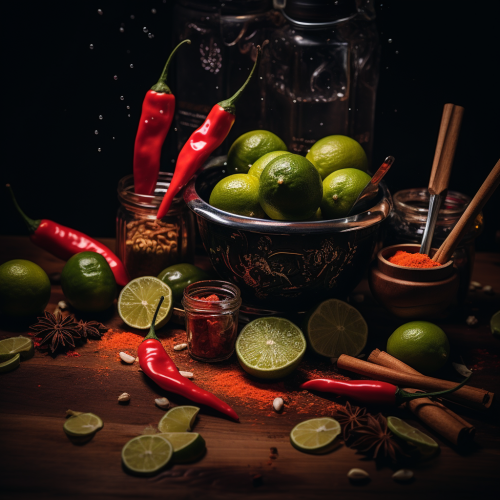 Aesthetic image of cayenne pepper and lime ingredients