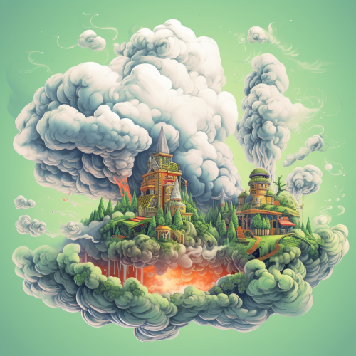 Aromatic smoke clouds in cyberpunk doodle drawing Aromatic smoke clouds in cyberpunk doodle drawing
