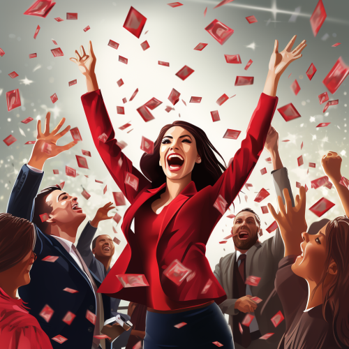 Young Business Woman Celebrating with Joy