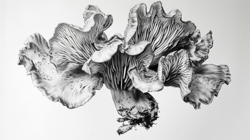 Black and White Chanterelle Mushroom Etching