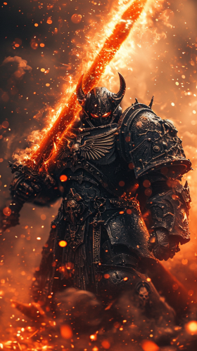 Chaos Demon Space Marine with Blurry Background