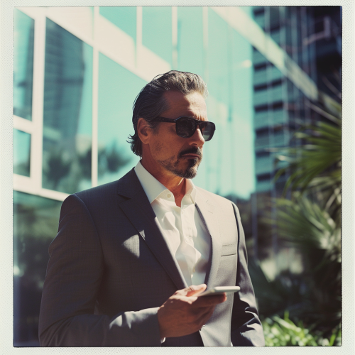 Charismatic man in sharp suit with goatee and sunglasses