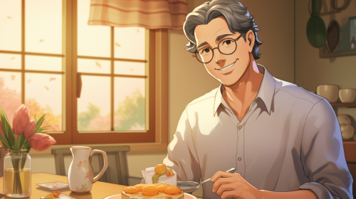 Father with happy smile holding egg