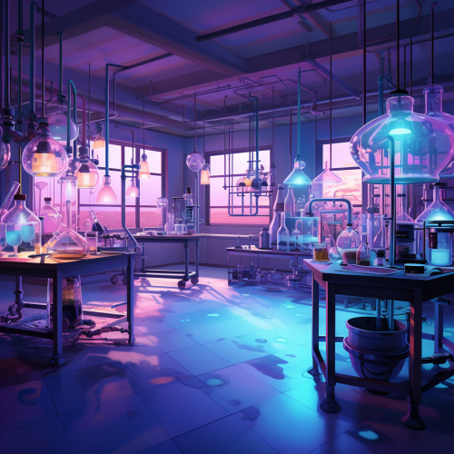 Chemistry Lab Wide Shot Suspensful Lighting